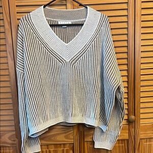 Aritzia Black and White V-Neck Sweater